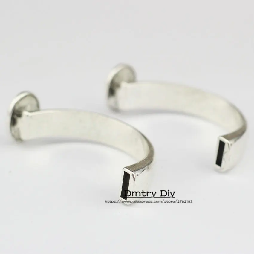Dmtry, 3 шт., Браслет-манжета, наполовину, для использования с 2*8 мм, кожаные ювелирные изделия, амулеты ручной работы, сделай сам, амулеты, пряжки C0007 - Цвет: Antique Silver