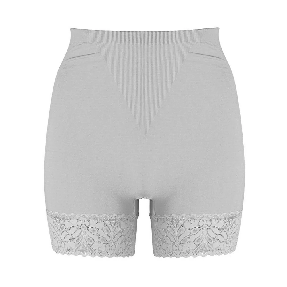 Серый Women High Waist Lace Seamless Safety Pants Fashion Underwear Ice Silk Shorts Safety Slim Summer Beach Safety Pants - Цвет: Серый