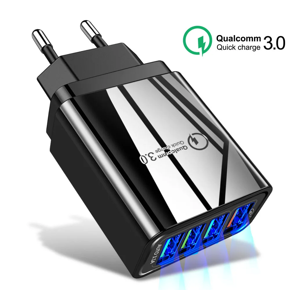 Сетевое зарядное устройство с 4 USB-портами и поддержкой быстрой зарядки |