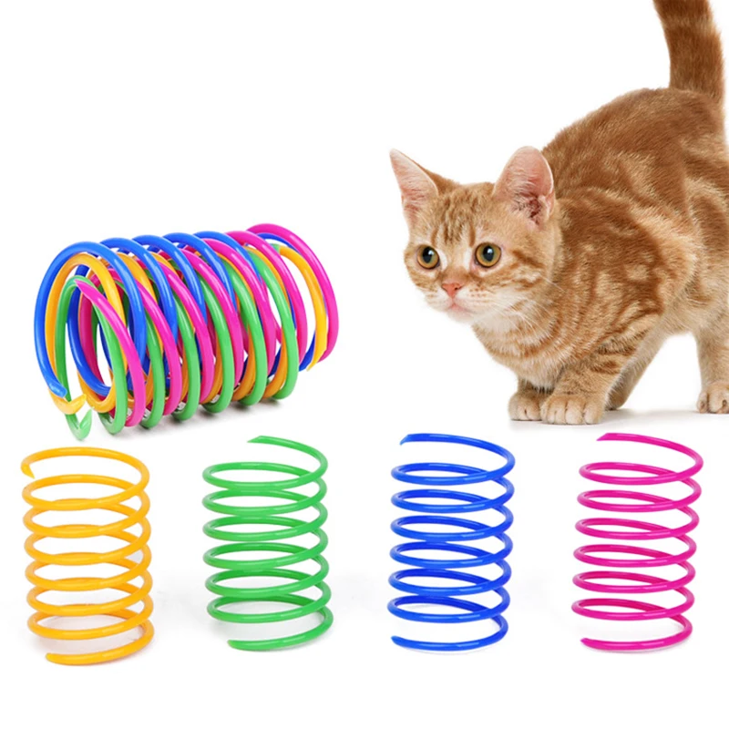 

Four-piece cat colorful spring toy creative plastic flexible coil cat interactive fun pet toy cat accessories