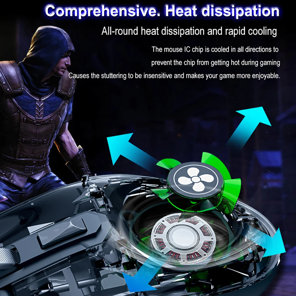 usb mute led wired mouse wired mute mouse with mute fan colorful backlight for home office game cooling mouse 2020 free global shipping