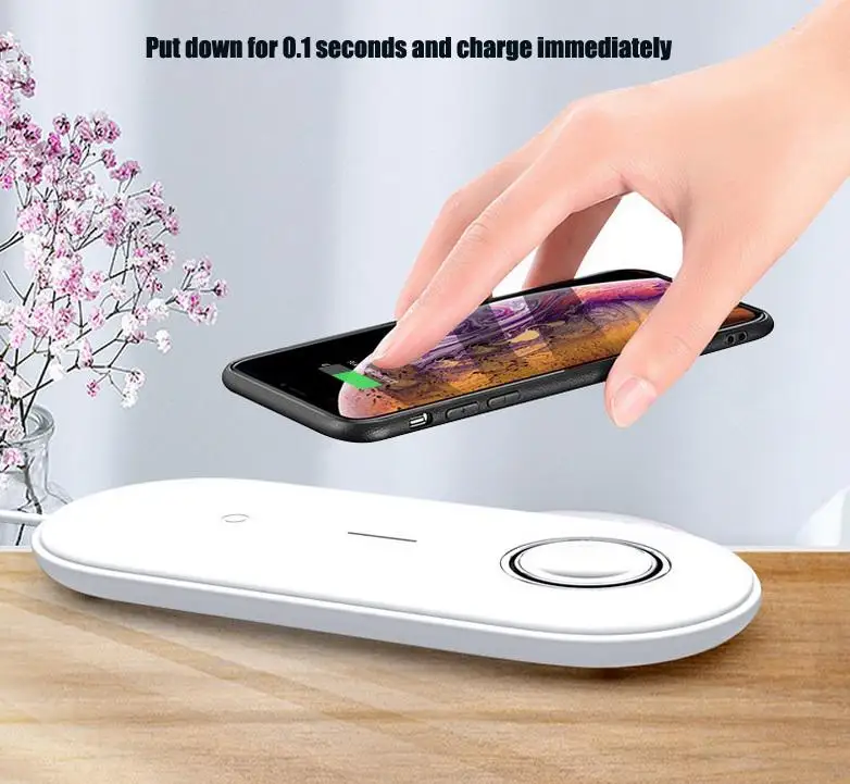 Беспроводной Зарядное устройство 10 Вт быстрой зарядки для Apple iWatch/iPhone/AirPods 2-в-1