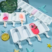 hole silicone ice cream mould ice cube tray popsicle barrel diy mold dessert ice cream mold with popsicle stick