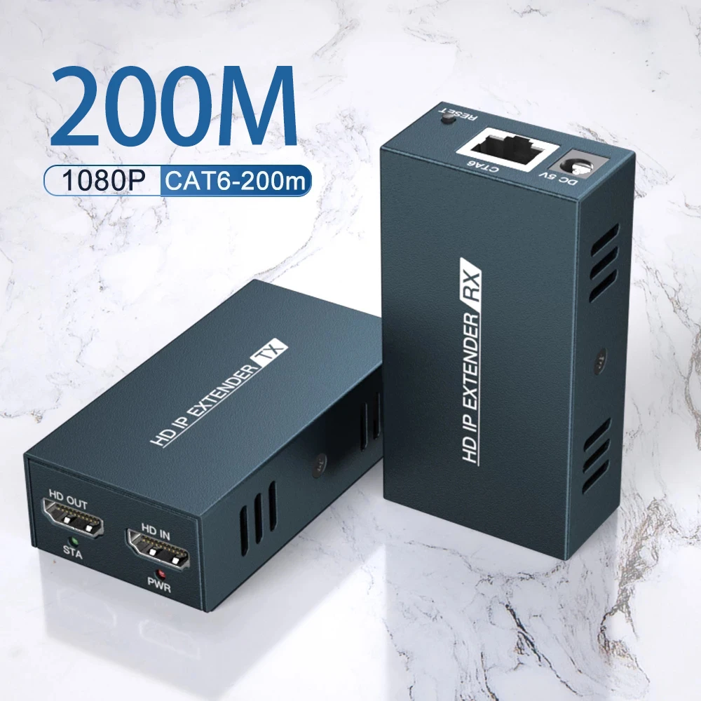 Новинка 200 м HDMI через IP удлинитель 1080P передатчик RJ45 CAT5 CAT5e CAT6 LAN футов как