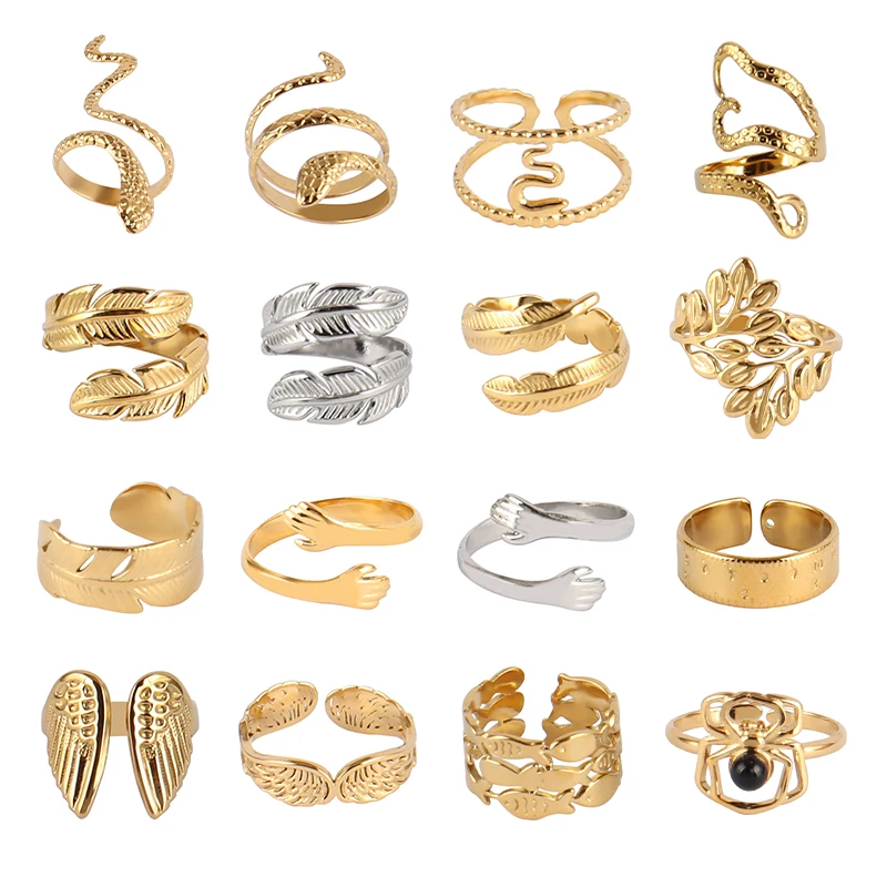 

Женское Винтажное кольцо в виде змеи, регулируемое кольцо из нержавеющей стали