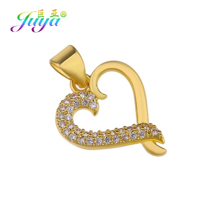 Juya Micro Pave Циркон золото/серебро/розовое золото Любовь Подвеска в виде сердца поставки для женщин модные ювелирные изделия