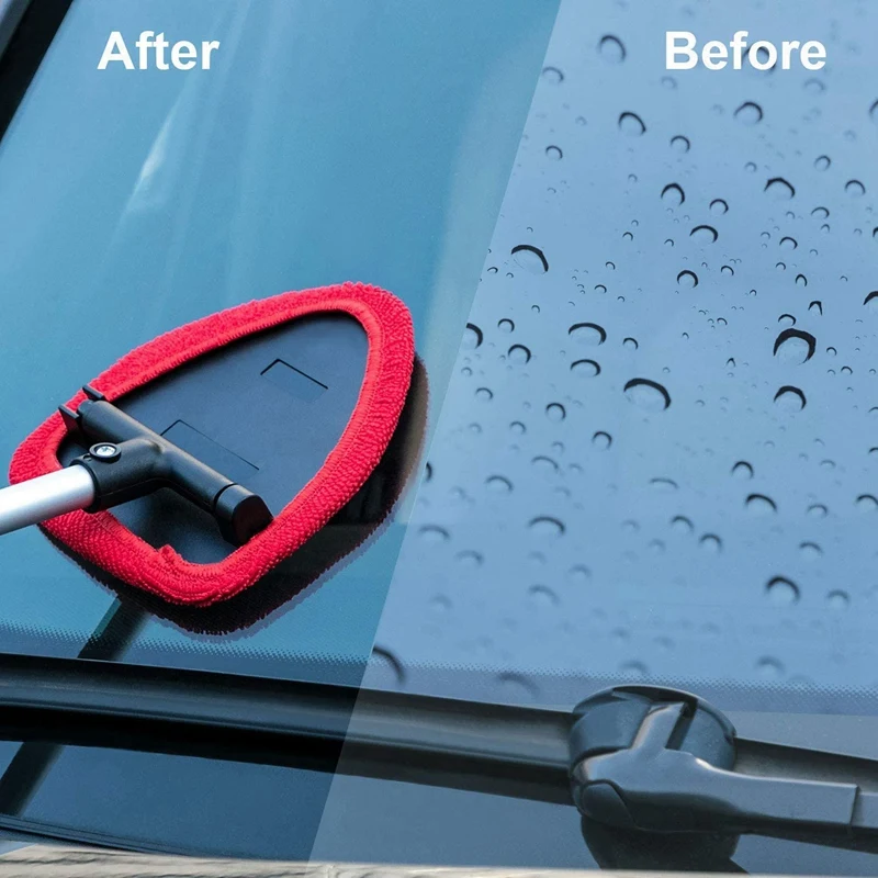 

5 in 1 Windshield Cleaning Tool Microfiber Car Interior Window Cleaner with Extendable Handle for Car & Home Glass Use