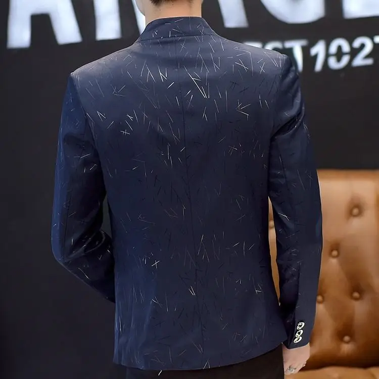 

Spring and autumn collar small suit men's jacket leisure slim trend small suit Zhongshan suit