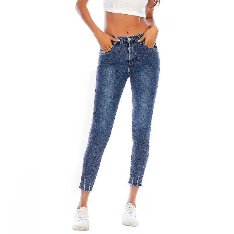 

Sexy Women's Jeans High Waist Stretch Skinny Denim Pants 2020 Autumn Winter Blue Retro Washed Elastic Slim Pencil Trousers