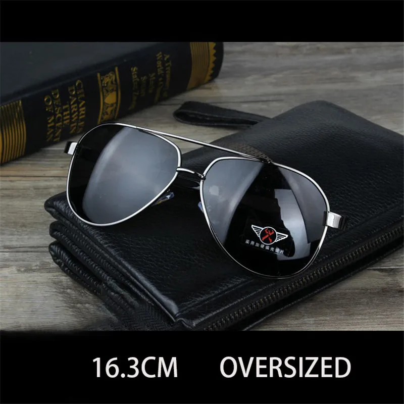 Zerosun 163 мм негабаритные солнцезащитные очки поляризационные мужские авиационные