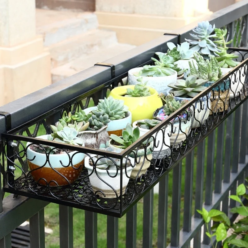 

Hanging Rack Organizer Flower Pot Storage Basket Rack Closet Holders Balcony Rail Planter Shelf Fence Railing