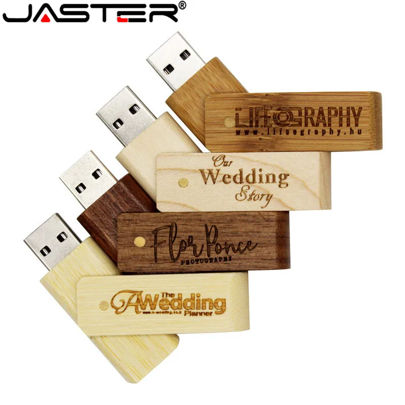 Usb-флешка JASTER с прямоугольной коробкой вращающаяся Флешка из Натурального ореха