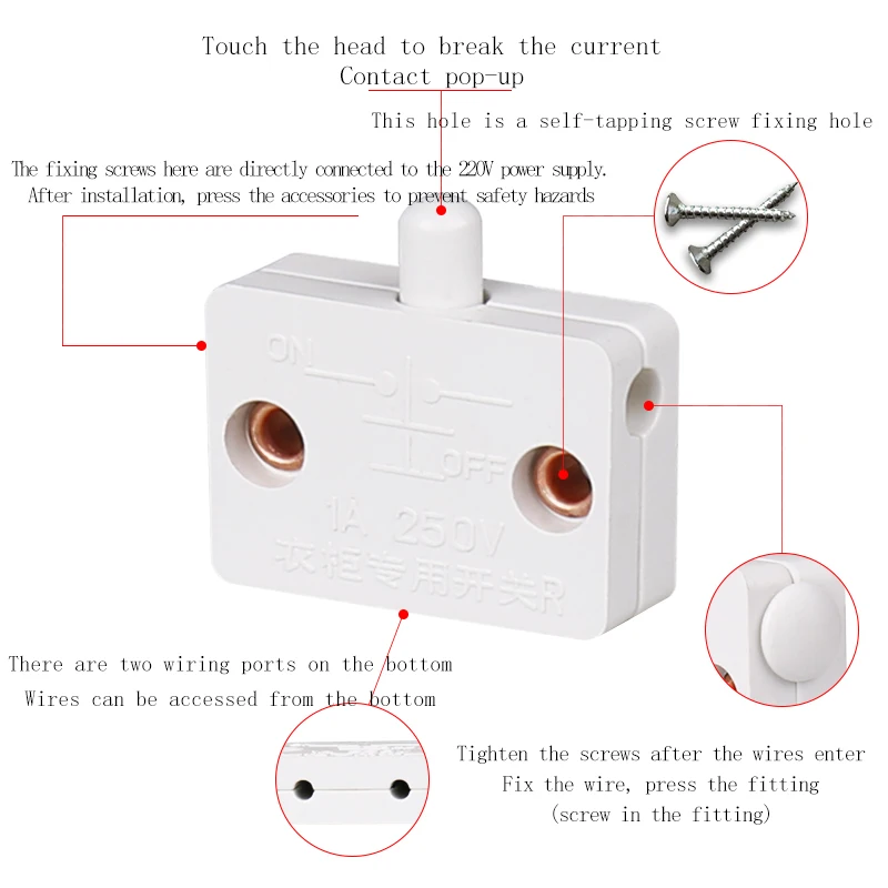 

Closet Cabinet Light Switch Automatic Reset Switch Household Cabinet Door Control Switch Wardrobe Light Switch