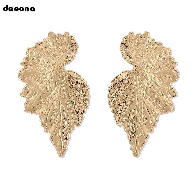 Женские Висячие серьги docona элегантные с большими листьями металлические для