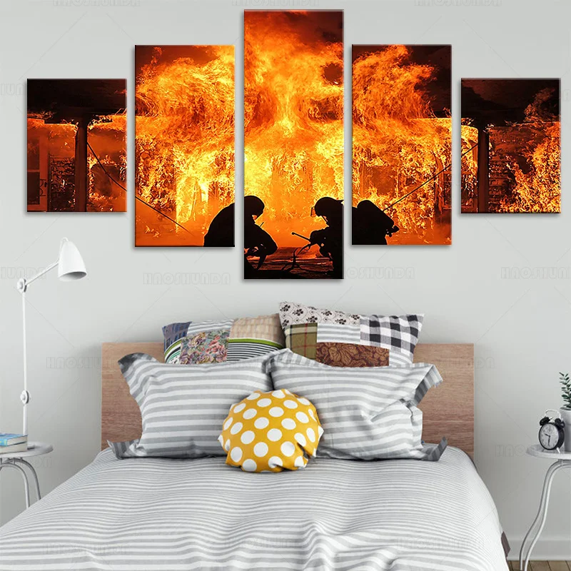 Плакат с художественным рисунком HD декор для домашних пожарников 5 шт. фигурка