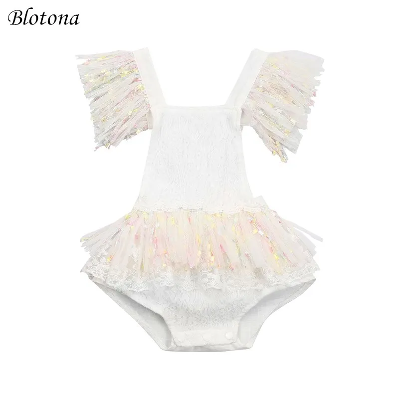 

Blotona Baby Lace Romper, High-Waist Backless Jumpsuit, Sleeveless Crotch Buttons Tutu Skirt Romper Cake Smash Outfits 0-3Years