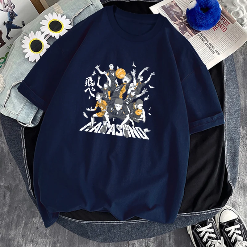 

Haikyuu Character Print Anime Man T shirt Black O Neck Casual Short Sleeve T shirts Summer New Personality Soft Plus Camisetas