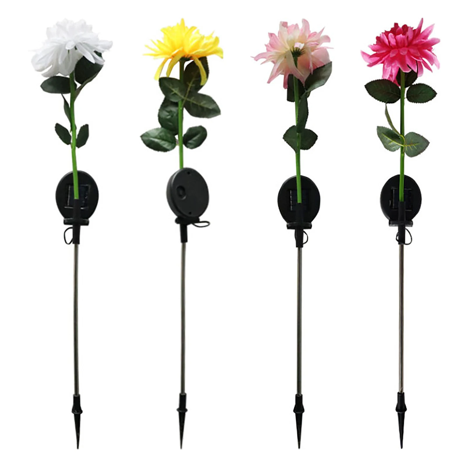 

4pcs Courtyard Garden Pathway Ground Plug Patio Waterproof Practical Solar Chrysanthemum Lights Porch Long Lasting Easy Install