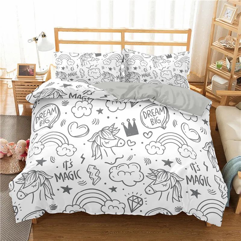 

ZEIMON 3D Print Cartoon Cats Bedding Set 2/3pc Duvet Cover Set with Pillowcase Animal Soft Bedclothes