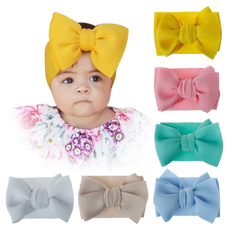 

New Kids Newborn Baby Headband Kids Children Big Bowtie Knitted Twisted Elastic Hairband Turban Hair Accessories Headwear Hot