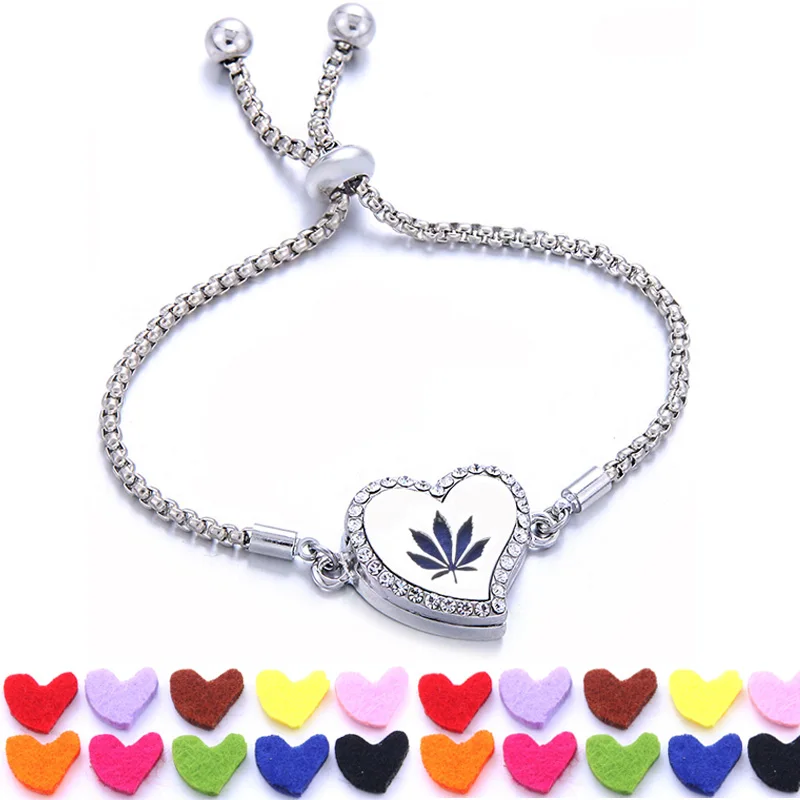 

Aromatherapy jewelry Heart-shaped locket Bracelet crystal Rhinestone perfume Essential oil diffuser Bracelet fashion jewelry