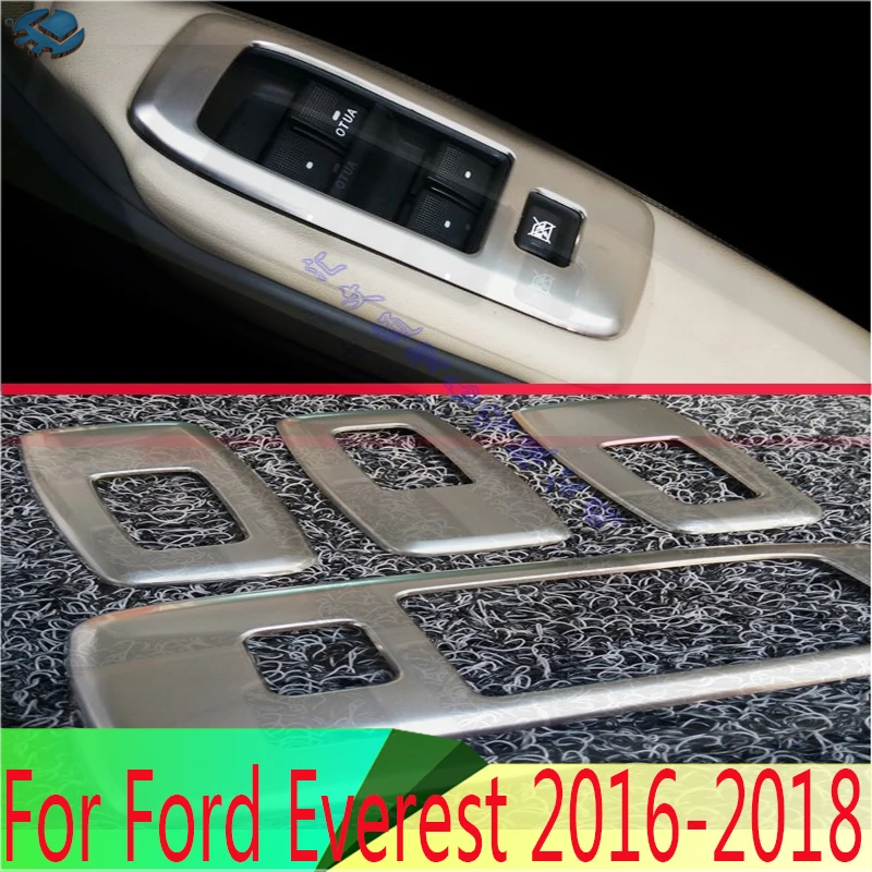 

For Ford Everest 2016 2017 2018 Car Accessories Stainless Steel Door Window Armrest Cover Switch Panel Trim Molding Garnish