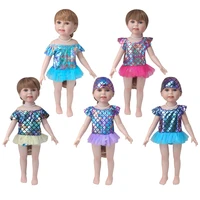 18 inch girls doll swimsuit a shiny bathing suit dress american newborn skirt baby toys fit 43 cm baby dolls c883