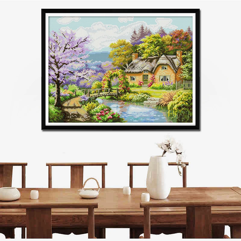 Набор для вышивки крестом рисунок в деревенском стиле 14CT | Дом и сад