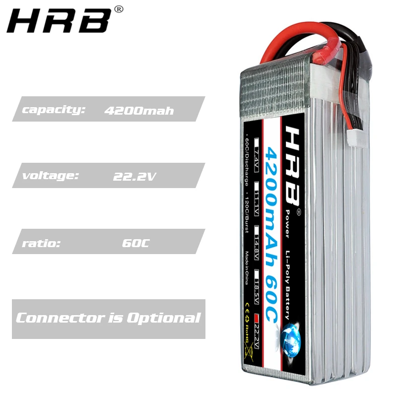 hrb 6s 222 v lipo батарея 4200mah xt60 t deans ec5 xt90 xt90 s as150 xt150 trx для го