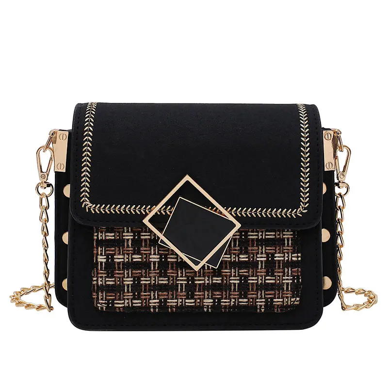 

Scrub Leather Weave Crossbody Bags For Women 2021 Fall Chain Shoulder Simple Bag Female Chain Luxury Handbags and Purses