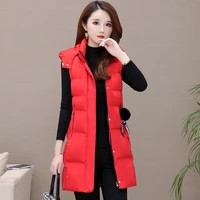 womens vest 2021 new down cotton waistcoat fallwinter coat mid length slim jacket 5xl clothing