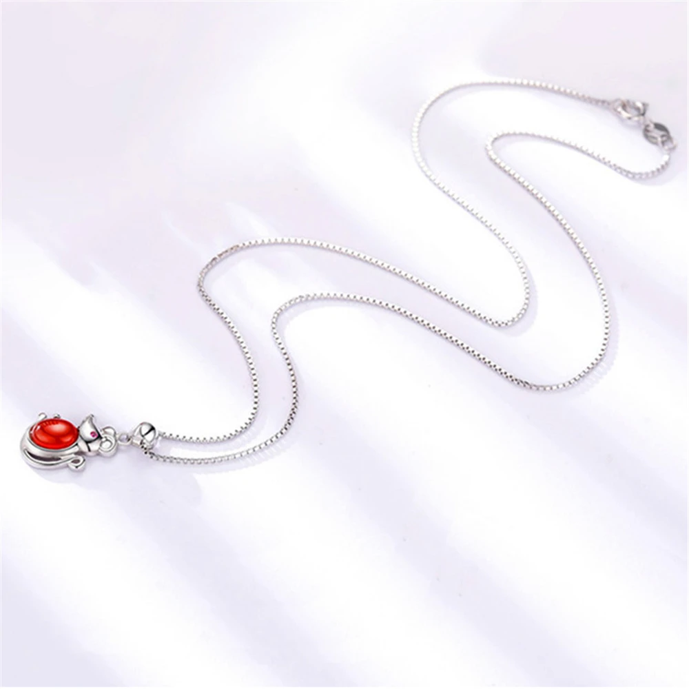 Настоящее 2019 женское ожерелье мышь из зодиака крыса оникс Красные кристаллы