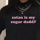 Летние модные топы VIP HJN, футболка с рисунком сатаны, моя сахарница, папа, Tumblr, рубашка для девочек, эстетическая одежда, кавайная футболка в стиле Харадзюку