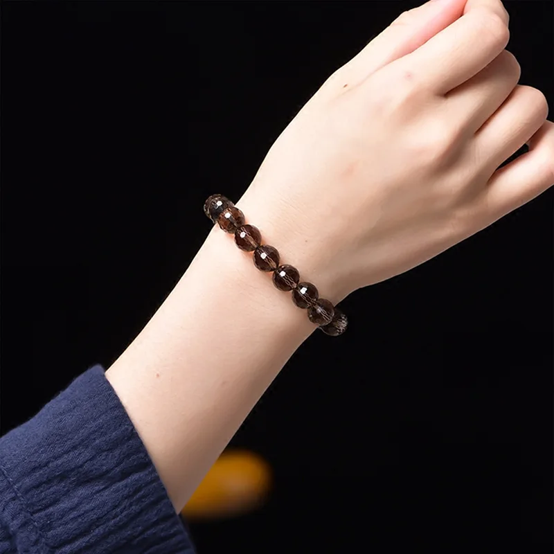 Top Quality Light brown Coffee color Crystal Round Bead Bracelet Bangles Hand String Lucky Amulet Women's Fashion Jewelry | Украшения и