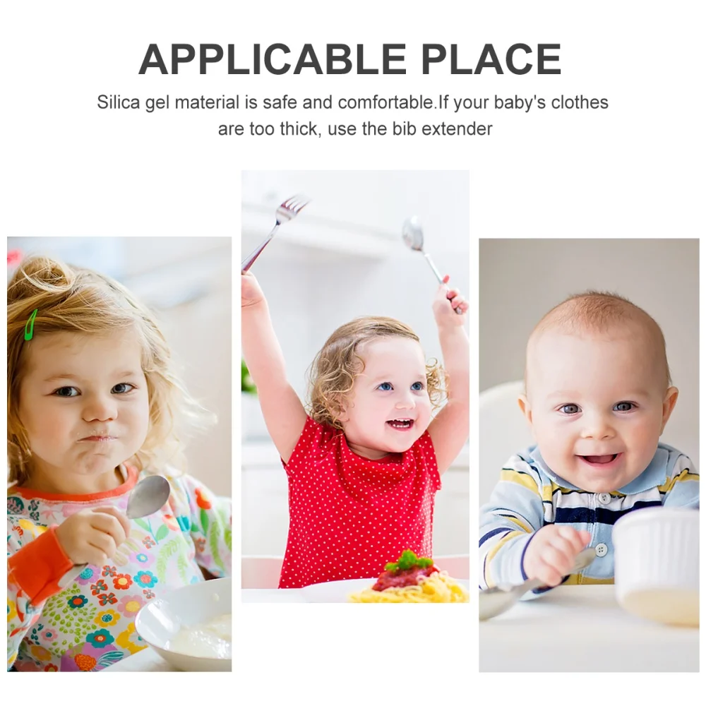 

4PCS Silicone Bibs Extender Waterproof Adjustable Feeding Apron Bib Extender