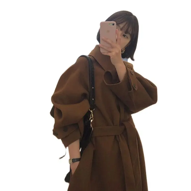 

New Sew Lace Cashmere Coat Double Sided Cashmere Coat women Woolen Coat fur coat women belted wool coat cashmere winter coats