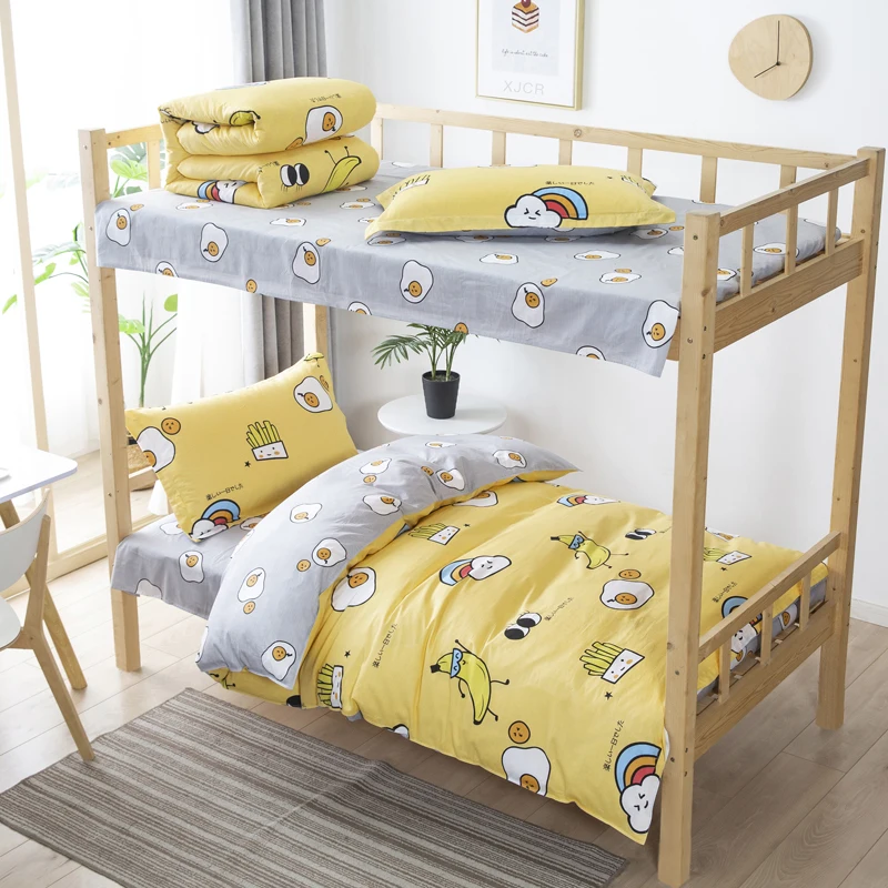 Cotton Single Twin 3Pcs Bedding Set Bedroom Duvet Cover Flat Bed Sheet Pillowcase Home Linings Bedclothes Cartoons Banana | Дом и сад