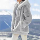 Осенне-зимние шерстяные флисовые толстовки, женские толстовки на молнии с карманами и капюшоном, пушистое плотное теплое пальто, куртка на молнии, толстовка с капюшоном