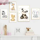 Плакат панды слон, жираф, Зебра, принт для детской стены, художественные плакаты, животные, холст, принты, скандинавские настенные картины, декор детской комнаты