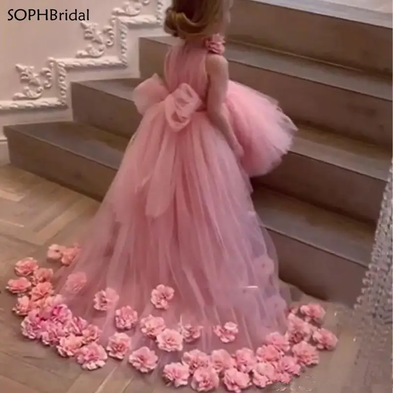 

Новое поступление с высоким воротником для девочек в цветочек, платье принцессы, платье с цветами, Платья вечерние Vestido de Fiesta de Boda; платье