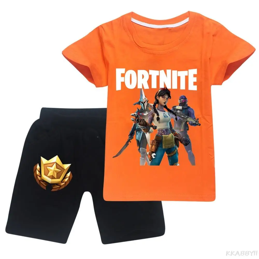 Комплект одежды для мальчиков Fortnites летние детские штаны футболка Мультяшные
