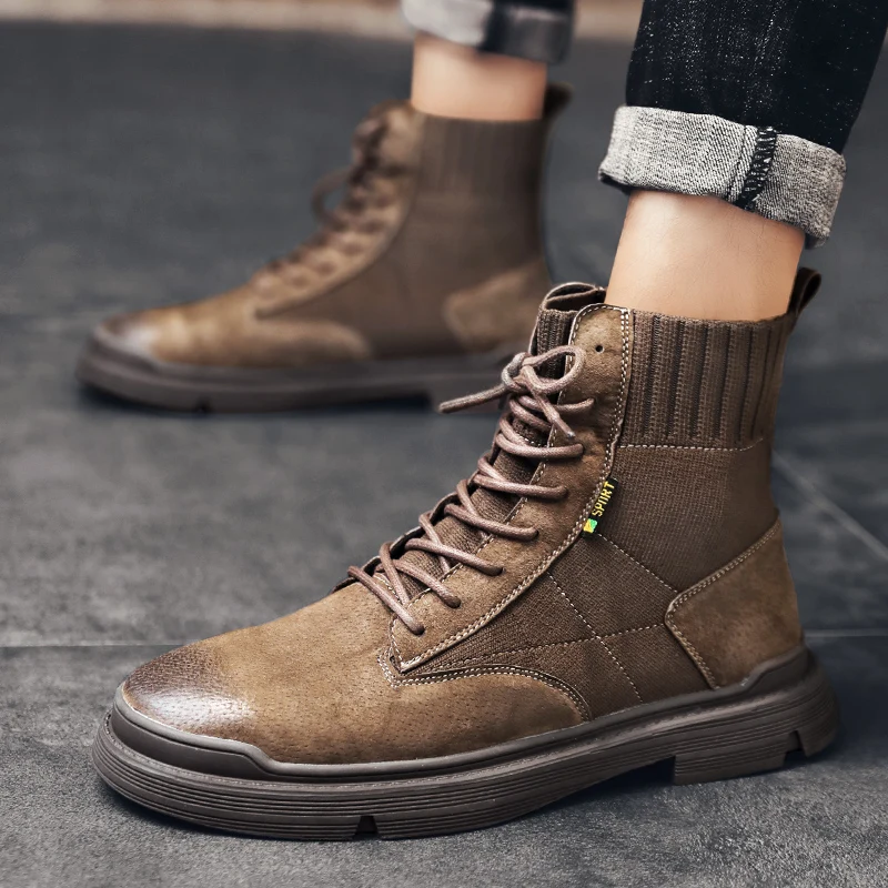 Высокие хлопковые ботинки удобная повседневная мужская обувь