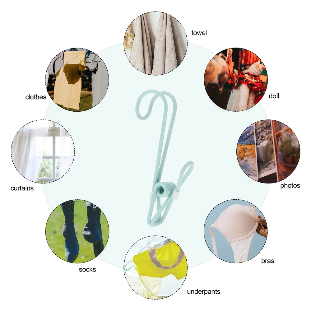 

10PCS Simple Colored Plastic-coated Clip with Hook Multi-function Clothes Pin