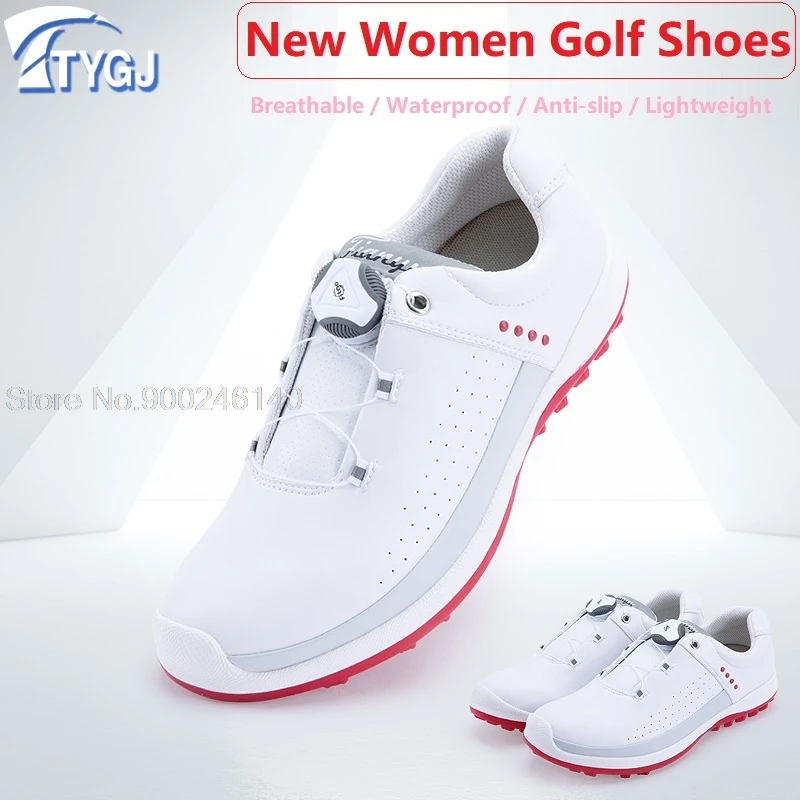 Original Golf Shoes Women Sports Waterproof Golf Sneakers Ladies Slip Resistant Sports Fitness Trainers Girls Knob Buckle Shoes