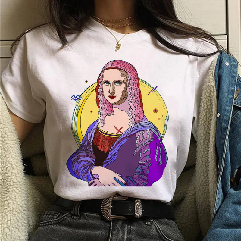 Mona lisa Футболка Harajuku Женская 90s забавная Винтажная Футболка Ullzang с графическим рисунком футболка корейский стиль футболки женские эстетические