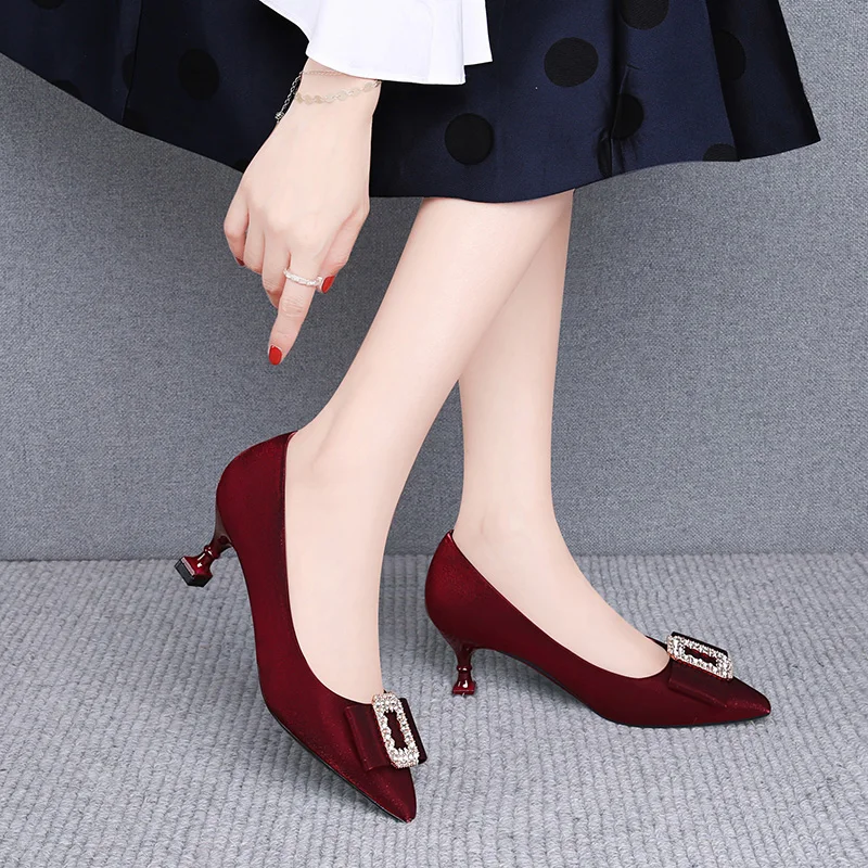 

New Stiletto Heel Shoes With Small Heel All-Match Temperament Mid-Heel Shoes