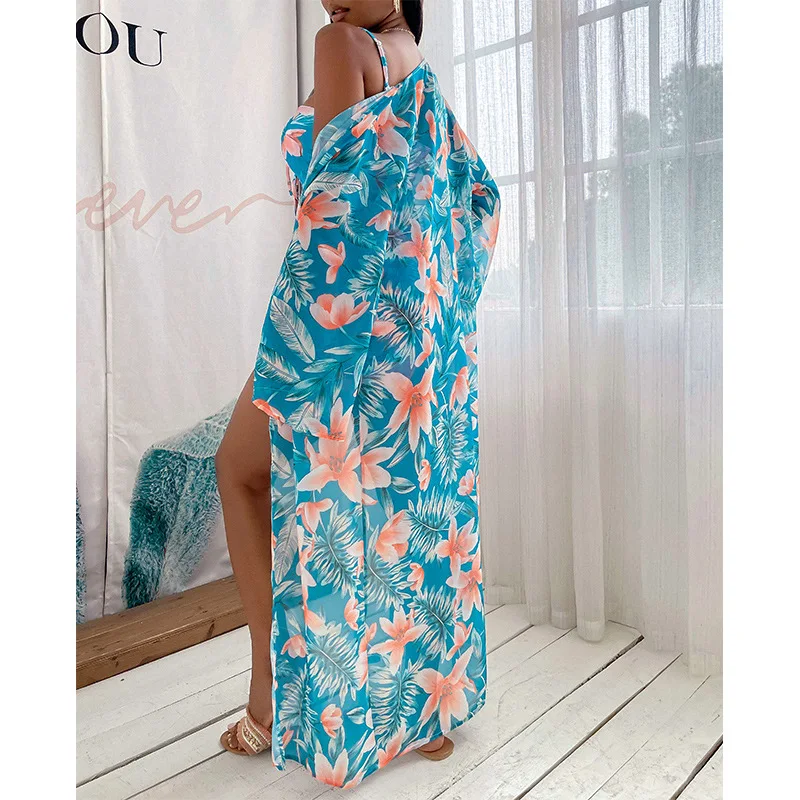 Комплект женский бикини с принтом кленовых листьев высокой талией 3 шт. | Женская