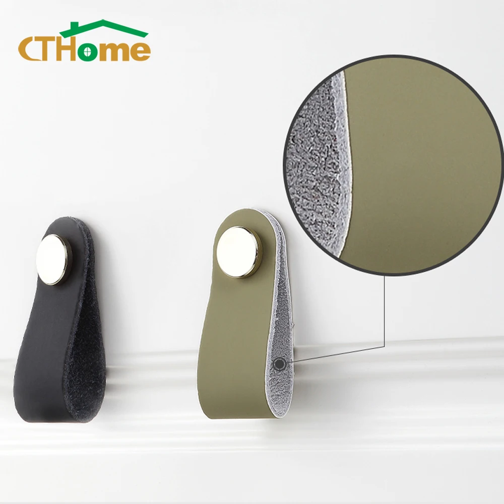 

1pcs Leather Handles Furniture Drawer Pulls Northern Europe Color Kitchen Cabinet Knobs Wardrobe Bookcase Door Handles Hardware