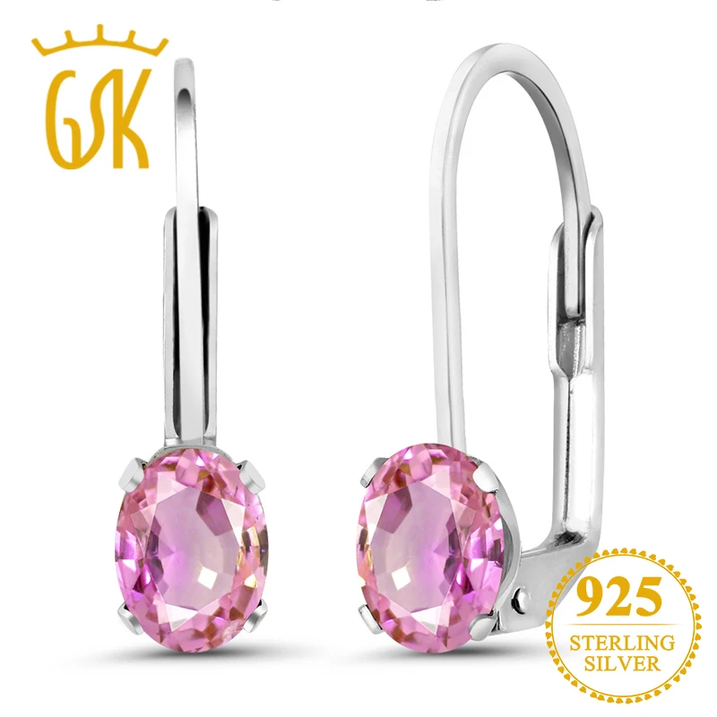 GemStoneKing 1 10 Ct Овальный Природный розовый сапфир драгоценный камень серьги из