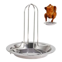 folding stainless steel chicken roaster rack cooking grill pan tool portable duck holder grill stand roasting for camping picnic